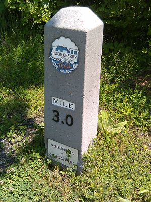 Mile marker along the Huckleberry Trail